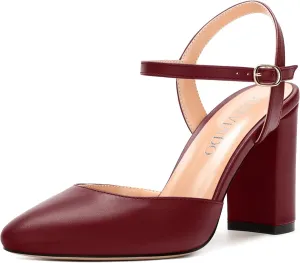 3-Inch Chunky Heels for Women, Round Toe Block High Heels Women's Pumps for Wedding, Party, Dress Shoes