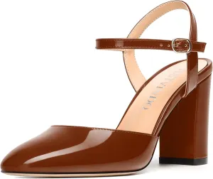 3-Inch Chunky Heels for Women, Round Toe Block High Heels Women's Pumps for Wedding, Party, Dress Shoes