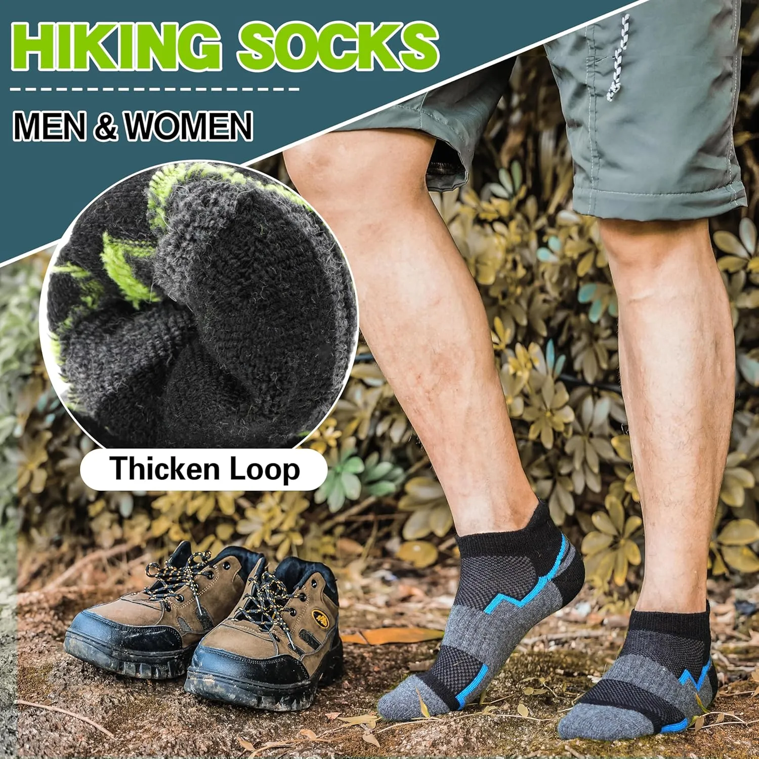 6 Pairs Merino Wool Ankle Hiking Running Socks Compression Support Thick Athletic Low Cut Socks for Women Men