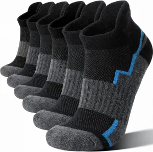6 Pairs Merino Wool Ankle Hiking Running Socks Compression Support Thick Athletic Low Cut Socks for Women Men