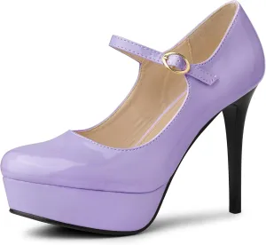 Allegra K Women's Platform Mary Jane Pumps Ankle Strap Stiletto High Heels Dress Shoes