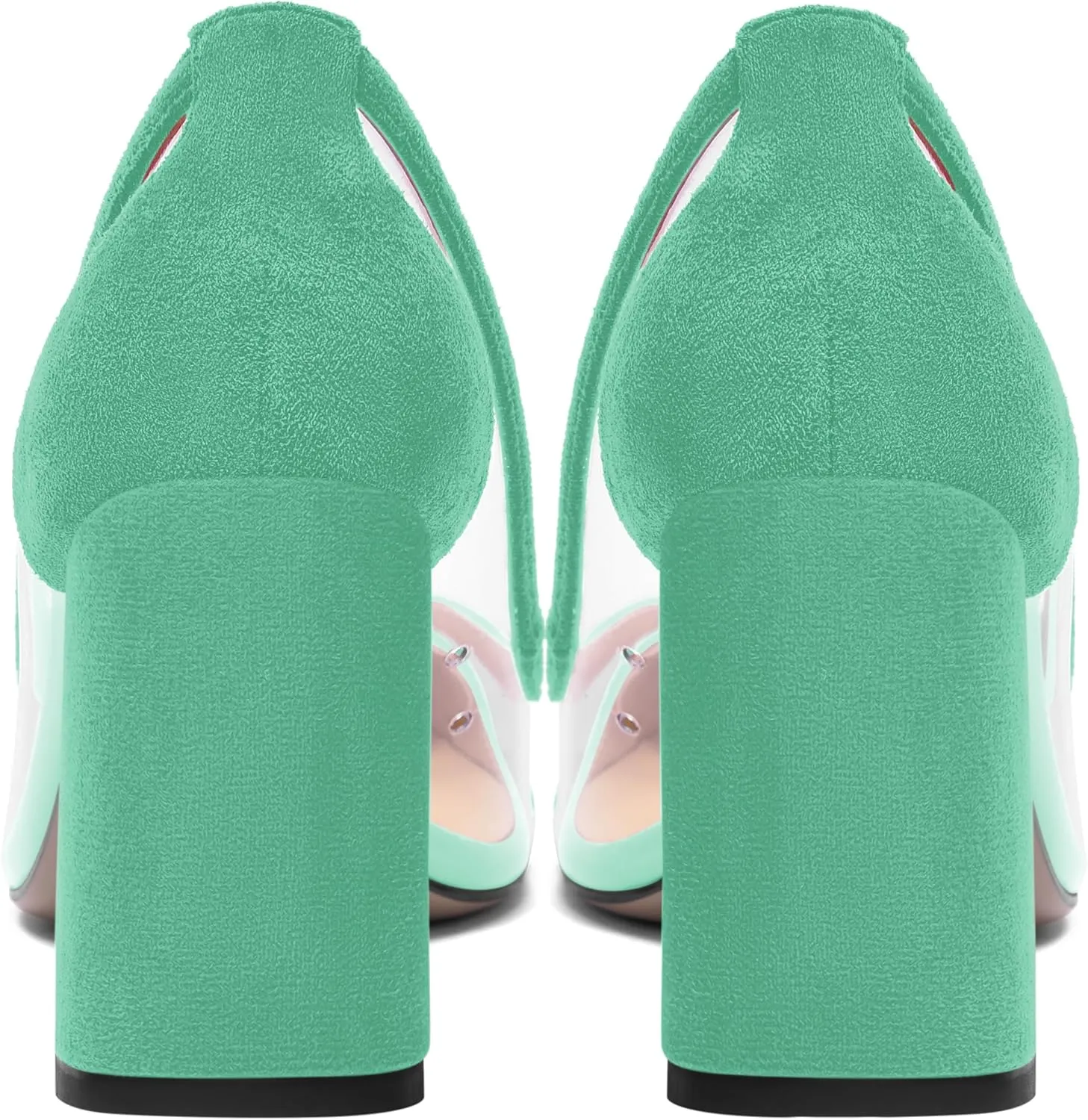 AMBELIGHT Womens Suede Dress PVC Pointed Toe Solid Slip On Office Block High Heel Pumps Shoes 3.3 Inch