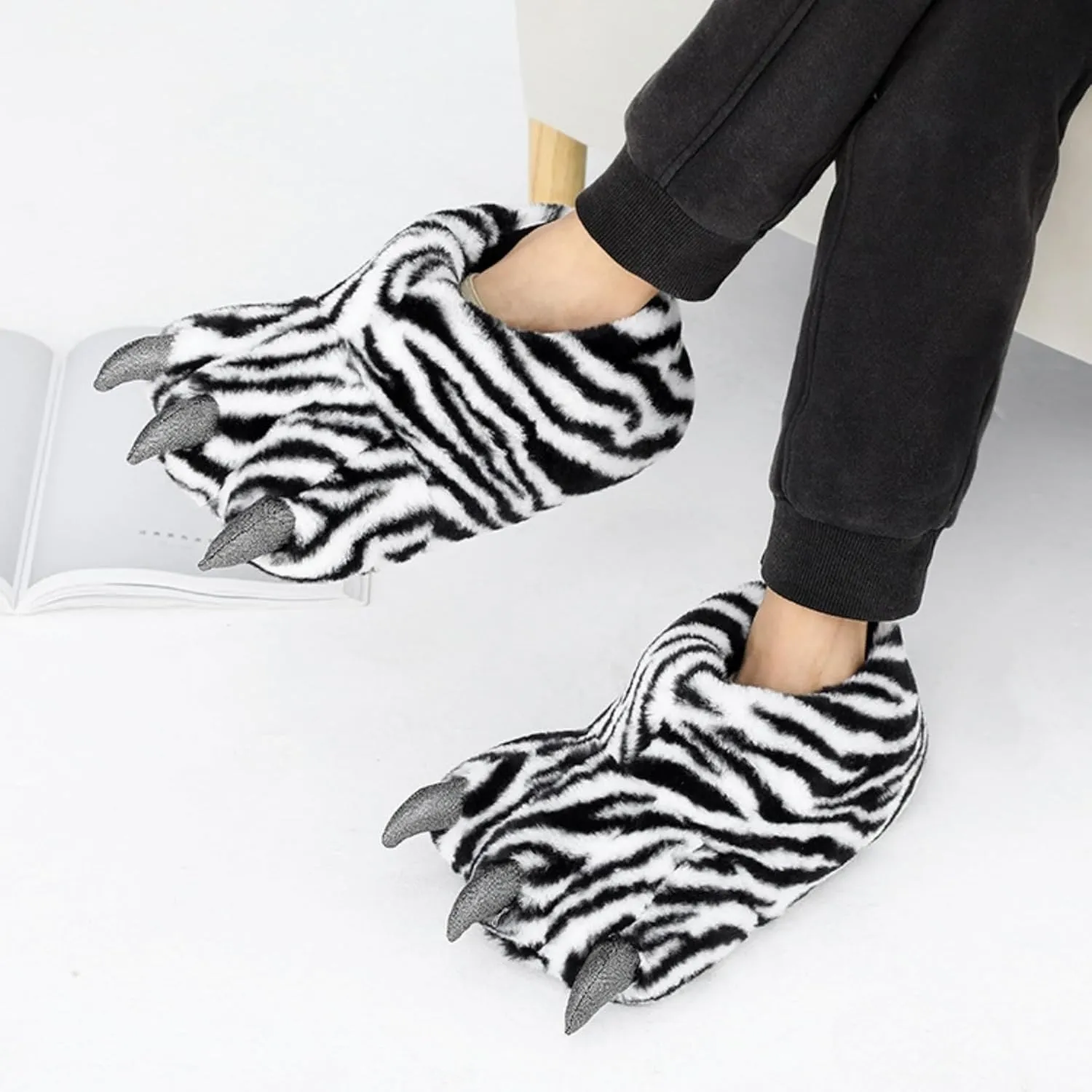Animal Paw Slippers Bear Claw Slippers Cute Novelty Women Home Slippers Men Winter Fuzzy Paw Cotton Shoes