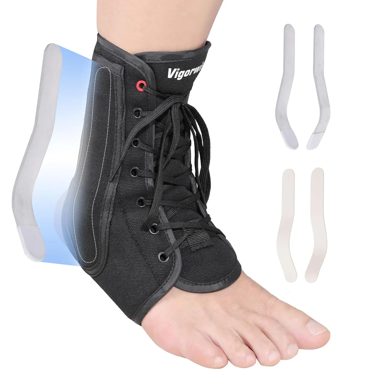 Ankle Brace for Sprained Ankle, Lace up Ankle Brace with 1Pair Metal and Plastic Support Bars, Ankle Stabilizer Brace for Men Women, Achilles Tendon Support Brace for Left Right, L