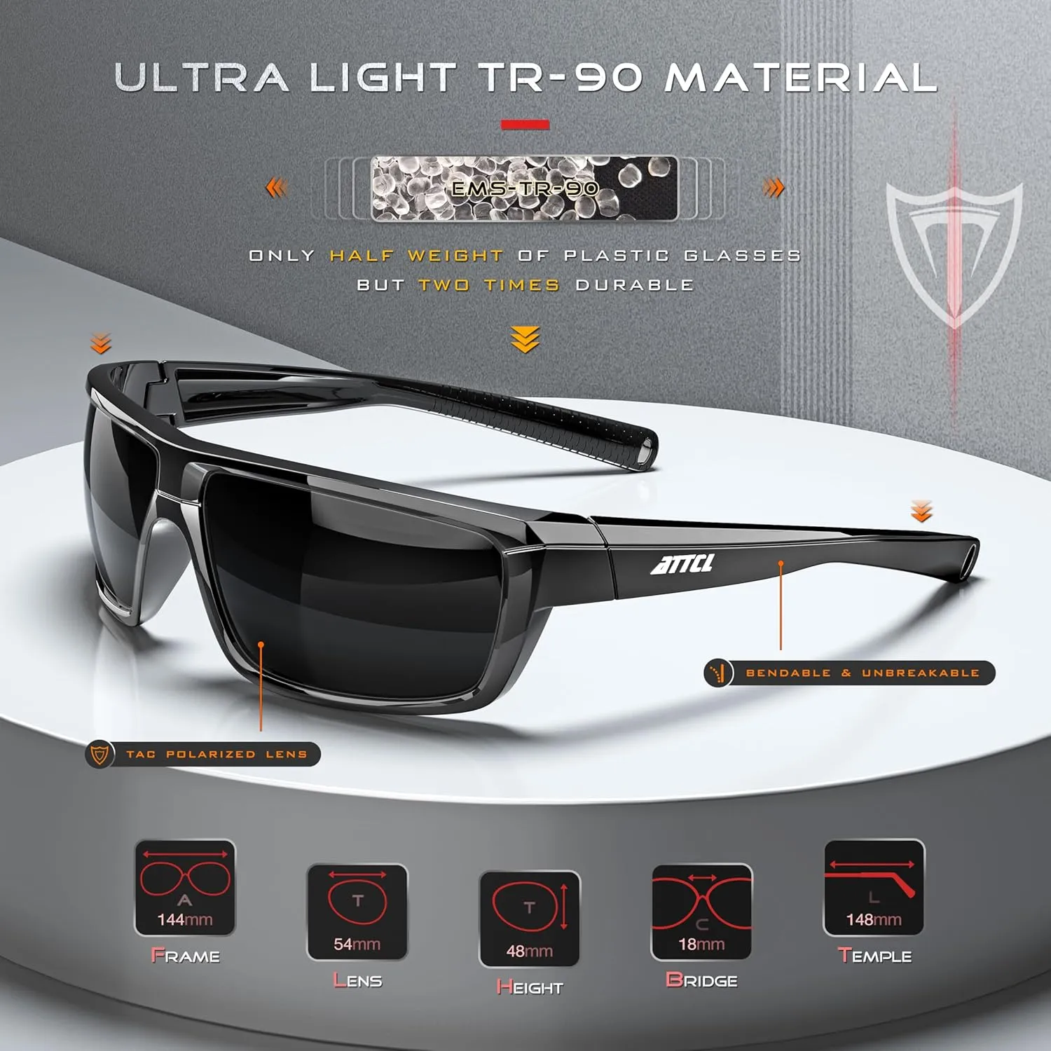 ATTCL Polarized Wrap Sunglasses For Men - Fishing Sports Glasses UV Protection