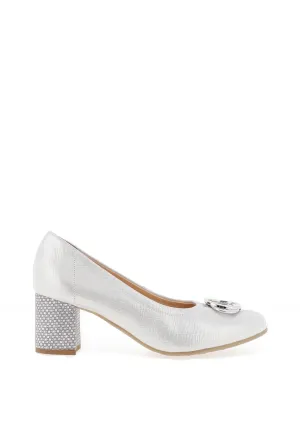 Bioeco by Arka Shimmer Block Heeled Pumps, Silver