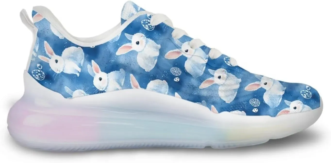 Breathable Walking Shoe Fashion Atmospheric Cushion Running Shoes for Women Comfort Soft Rubber Sole Non Slip Shoes for Gym Size 6-11 White Sole