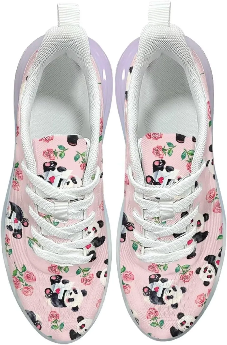 Breathable Walking Shoe Fashion Atmospheric Cushion Running Shoes for Women Comfort Soft Rubber Sole Non Slip Shoes for Gym Size 6-11 White Sole