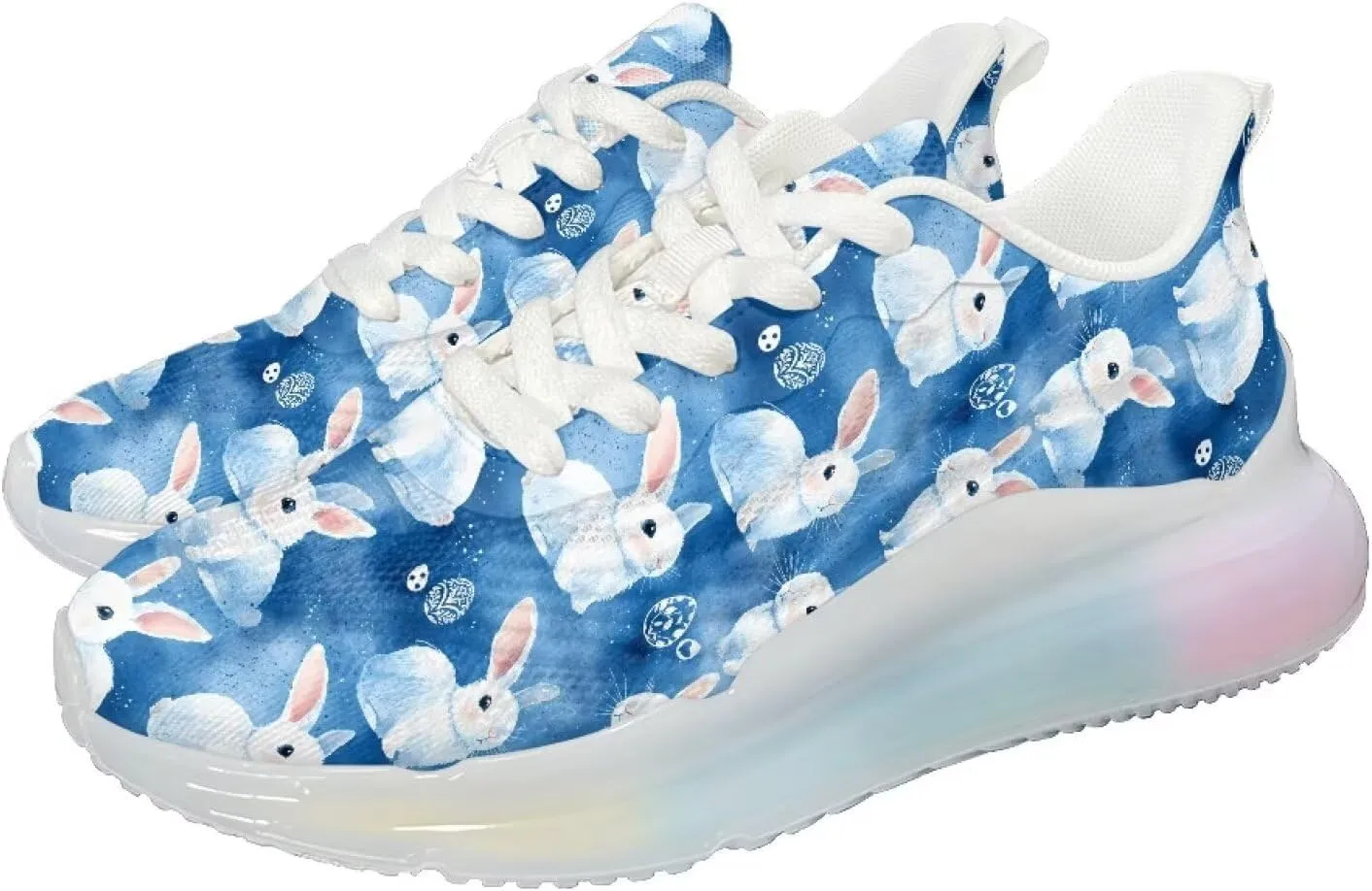 Breathable Walking Shoe Fashion Atmospheric Cushion Running Shoes for Women Comfort Soft Rubber Sole Non Slip Shoes for Gym Size 6-11 White Sole