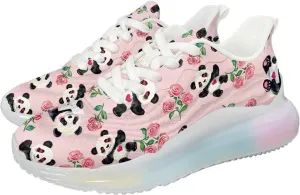 Breathable Walking Shoe Fashion Atmospheric Cushion Running Shoes for Women Comfort Soft Rubber Sole Non Slip Shoes for Gym Size 6-11 White Sole