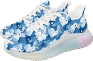 Breathable Walking Shoe Fashion Atmospheric Cushion Running Shoes for Women Comfort Soft Rubber Sole Non Slip Shoes for Gym Size 6-11 White Sole