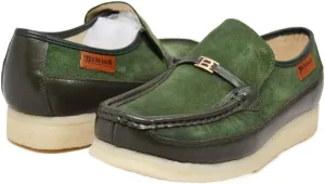 British Collection Power Plus Men Suede Comfortable Slip-on Shoes with Stunning Gold B Ornament