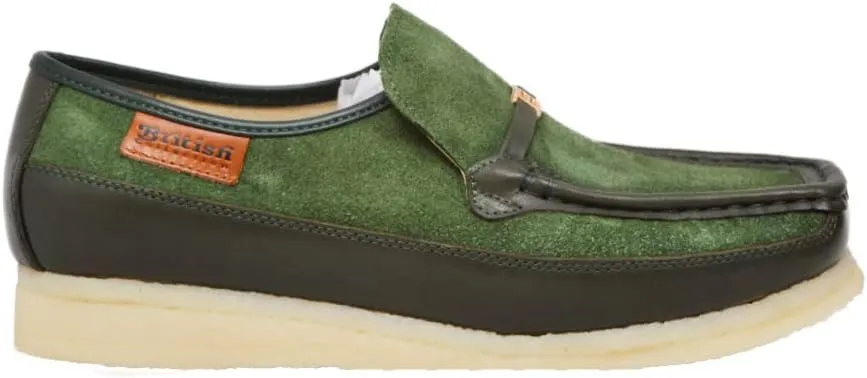 British Collection Power Plus Men Suede Comfortable Slip-on Shoes with Stunning Gold B Ornament
