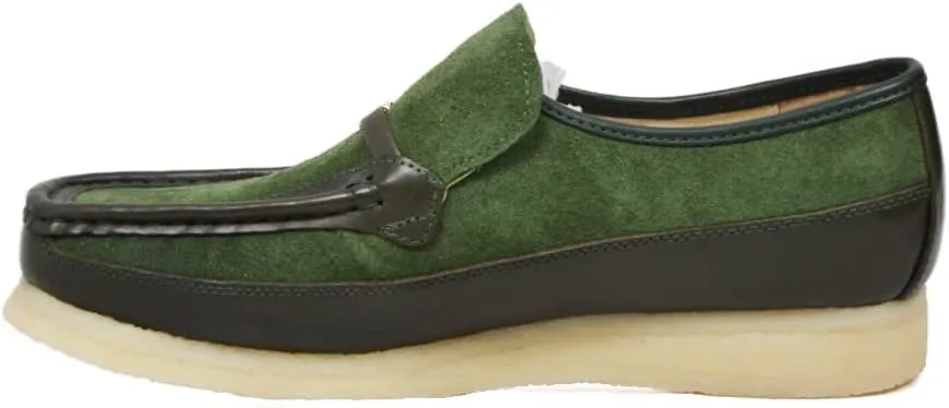 British Collection Power Plus Men Suede Comfortable Slip-on Shoes with Stunning Gold B Ornament
