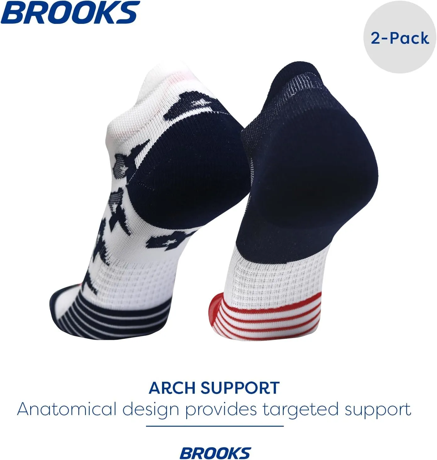 Brooks Ghost Lite No Show Socks I Performance Running, Comfort Fit with Arch Support for Men & Women (2-Pack Set)