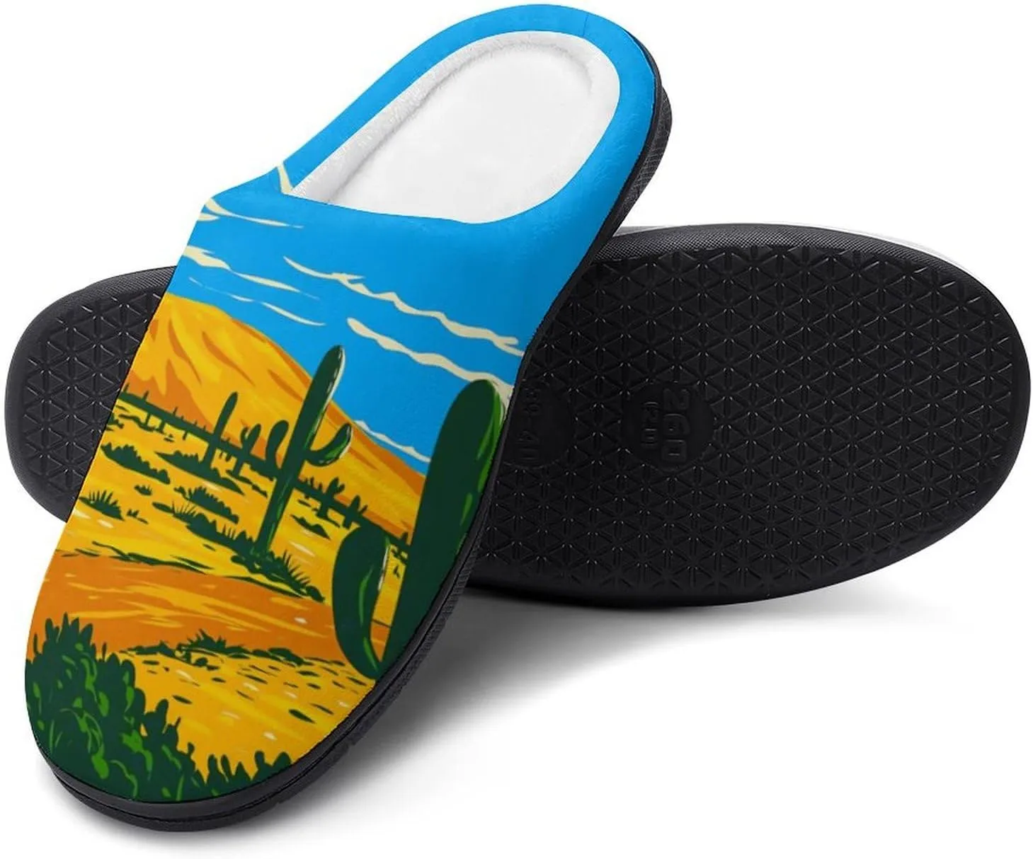 Cactus Clog Slippers For Womens Non-Slip Warm House Slippers Ladies Cotton Slippers Home Slip-On Shoes Indoor Outdoor