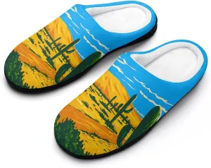Cactus Clog Slippers For Womens Non-Slip Warm House Slippers Ladies Cotton Slippers Home Slip-On Shoes Indoor Outdoor