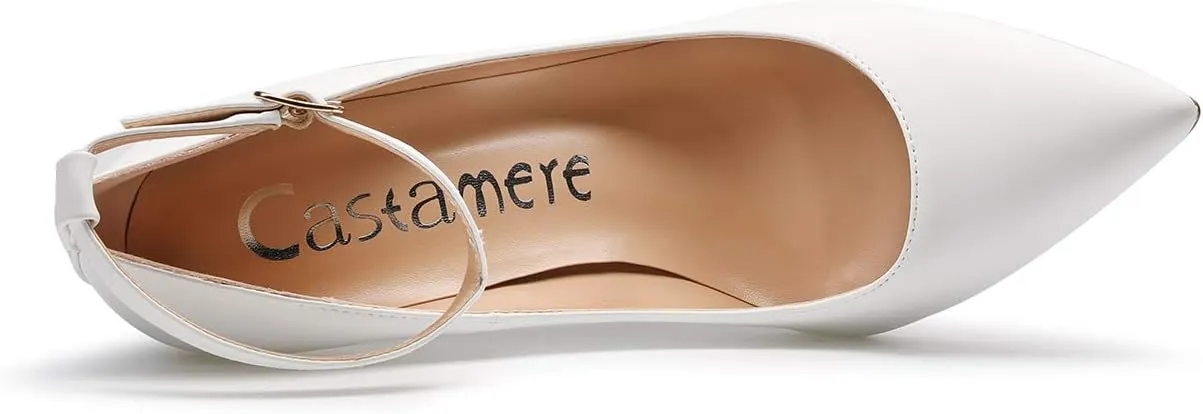 Castamere Womens Ankle Strap Pumps Pointed Toe Slip-on High Heels 10CM Heels