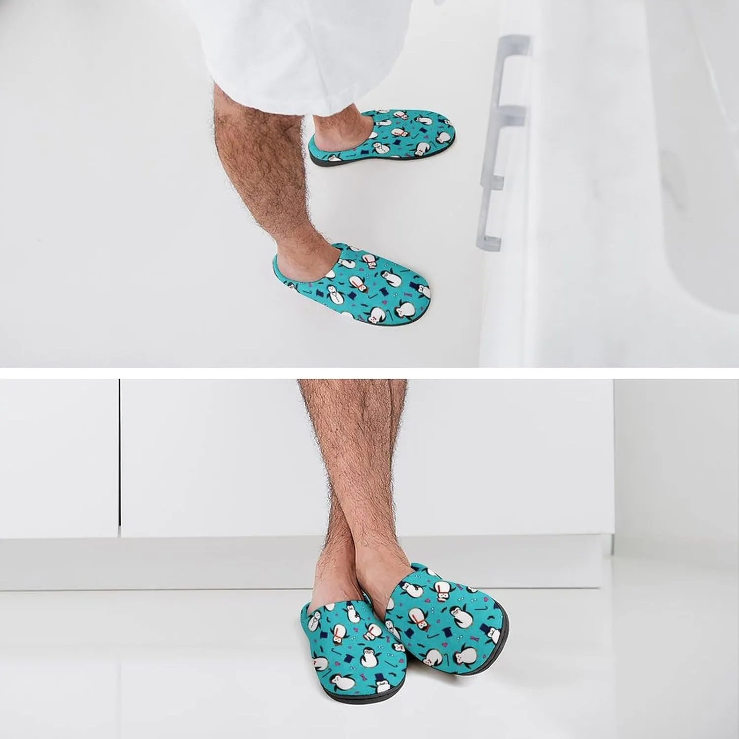 Christmas Clog Slippers Mens Non-Slip Warm House Slippers Womens Cotton Slippers Bedroom Slip-On Shoes Indoor Outdoor