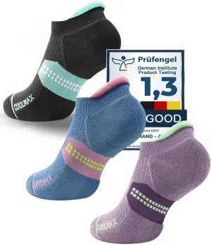 Coolmax Bamboo Viscose Compression Running No Show Sock Women, Moisture Wicking Cushion AntiBlister Athletic Ankle