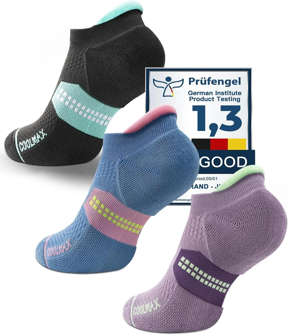 Coolmax Bamboo Viscose Compression Running No Show Sock Women, Moisture Wicking Cushion AntiBlister Athletic Ankle