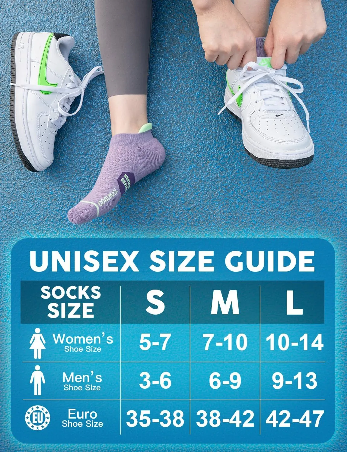 Coolmax Bamboo Viscose Compression Running No Show Sock Women, Moisture Wicking Cushion AntiBlister Athletic Ankle
