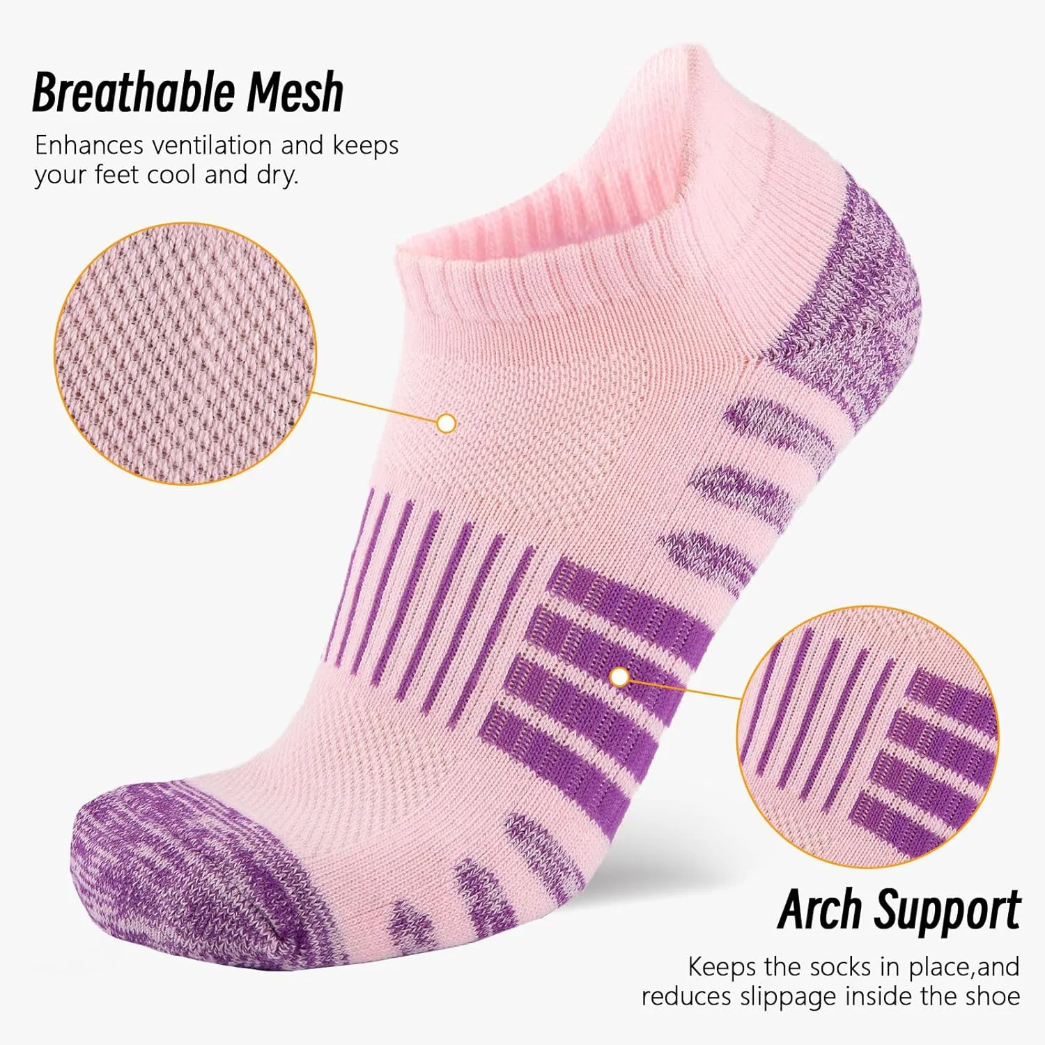 COOPLUS 6 Pairs Ankle Socks Womens Athletic Thick Cushioned Cotton Running Low Cut Tab Socks