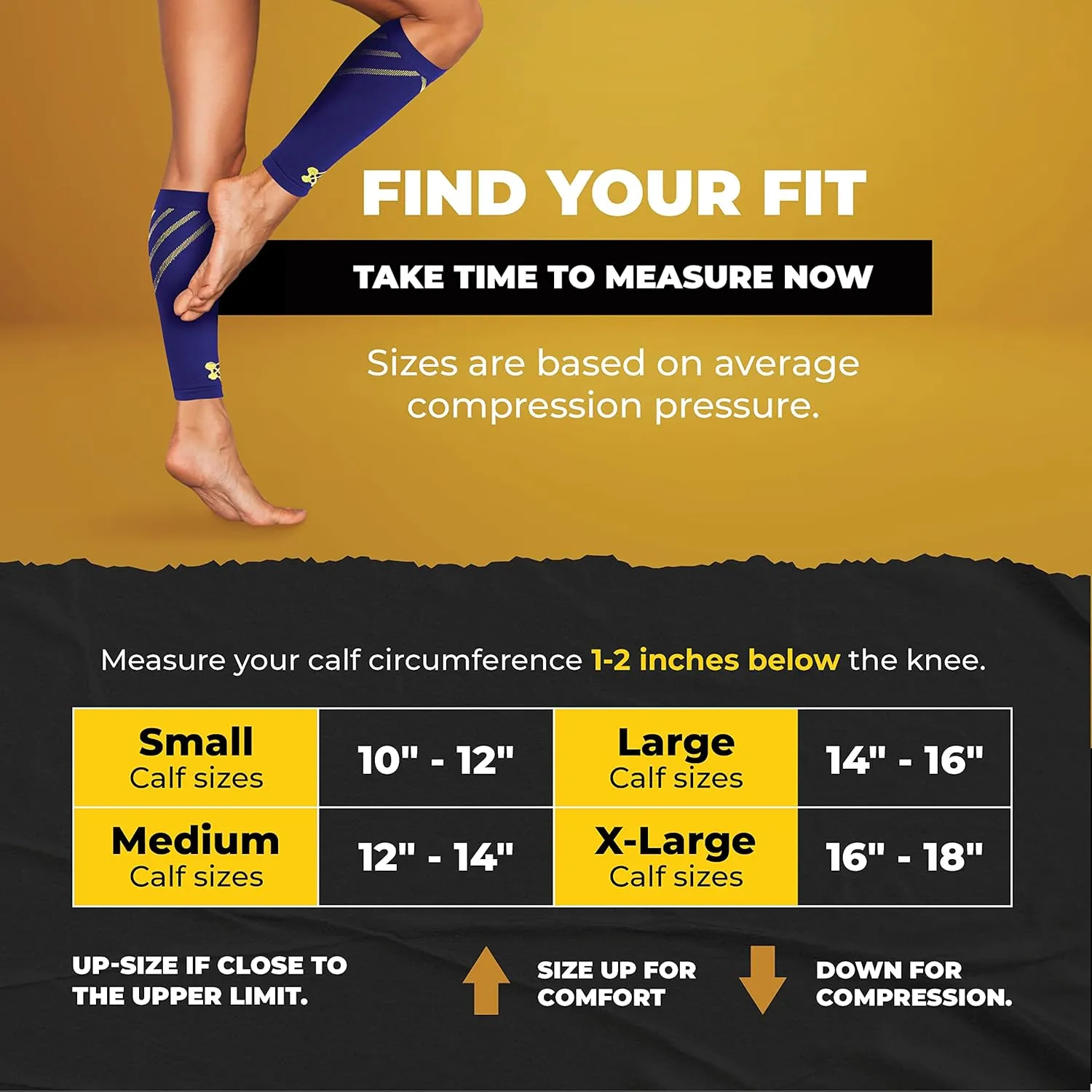 CopperJoint Running Calf Compression Sleeve Women – Easy-On Footless Calf Compression Sleeves for Men, Support Mens Leg Sleeves for Runners, Basketball, Sports, Copper Infused Nylon - Blue, X-Large