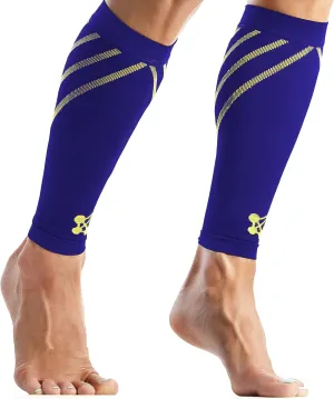 CopperJoint Running Calf Compression Sleeve Women – Easy-On Footless Calf Compression Sleeves for Men, Support Mens Leg Sleeves for Runners, Basketball, Sports, Copper Infused Nylon - Blue, X-Large