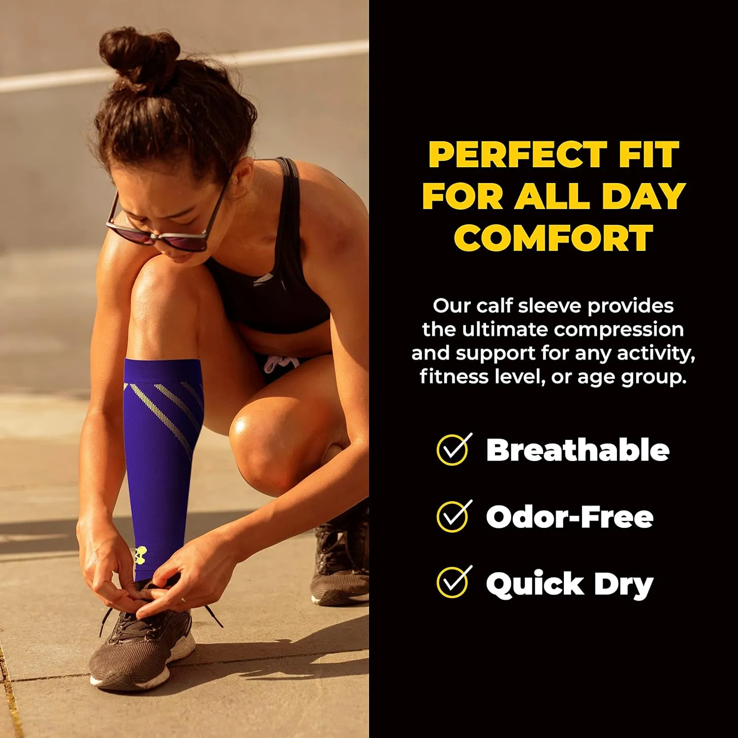 CopperJoint Running Calf Compression Sleeve Women – Easy-On Footless Calf Compression Sleeves for Men, Support Mens Leg Sleeves for Runners, Basketball, Sports, Copper Infused Nylon - Blue, X-Large
