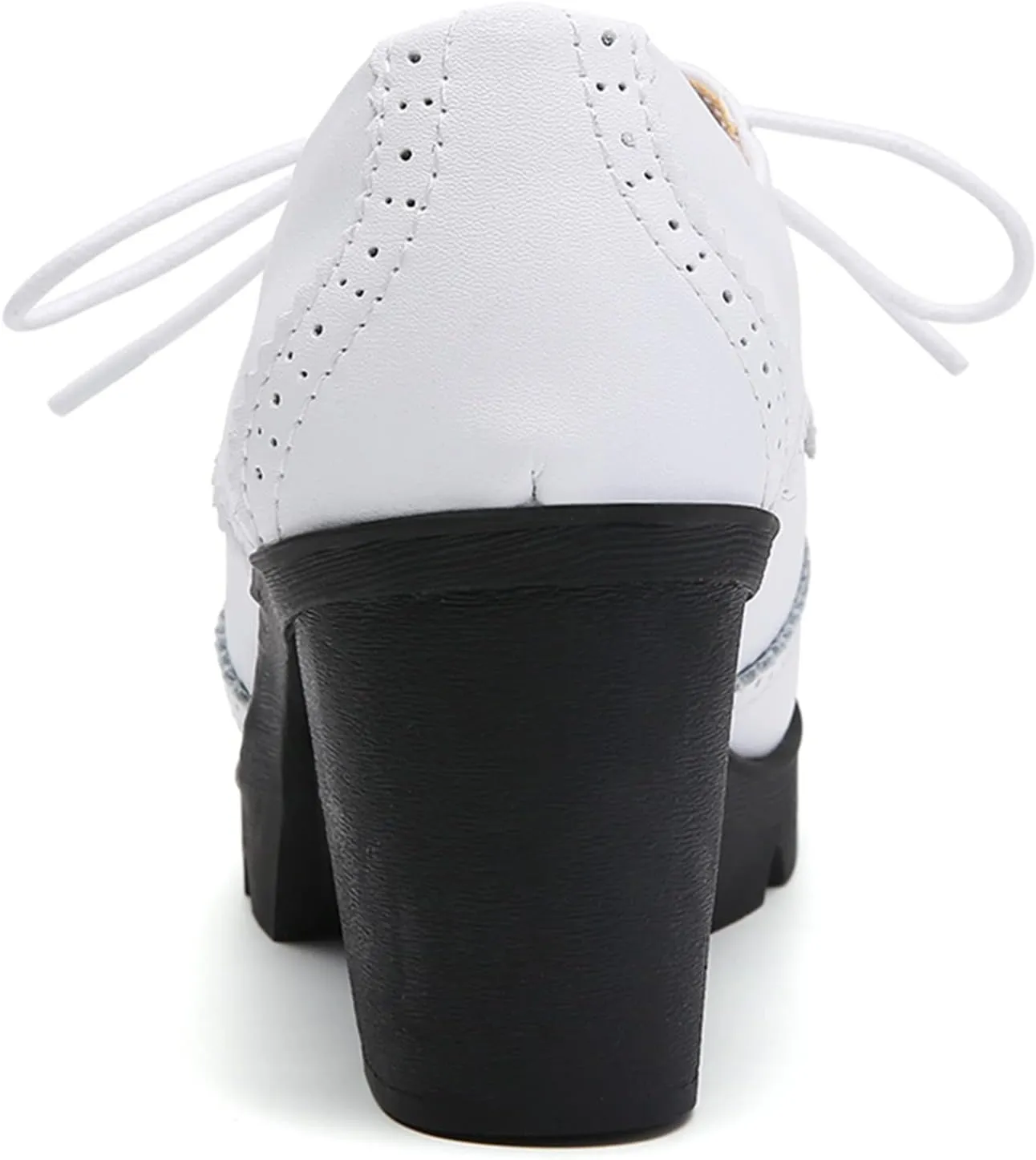 DADAWEN Women's Classic T-Strap Platform Mid-Heel Square Toe Oxfords Dress Shoes