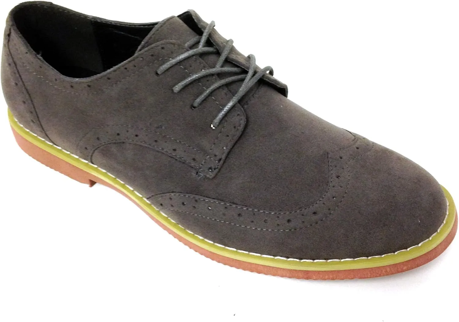 DK2S Men's Dress Suede Wingtip Classic Brogue Lace Up Leather Lined Oxfords Casual Shoes