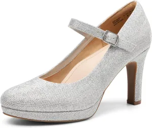 DREAM PAIRS Women's Pumps Close Toe Classic High Heels Round Toe Comfortable Low Platform Mary Jane Dress Shoes