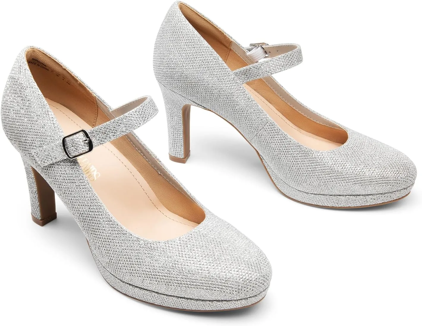DREAM PAIRS Women's Pumps Close Toe Classic High Heels Round Toe Comfortable Low Platform Mary Jane Dress Shoes
