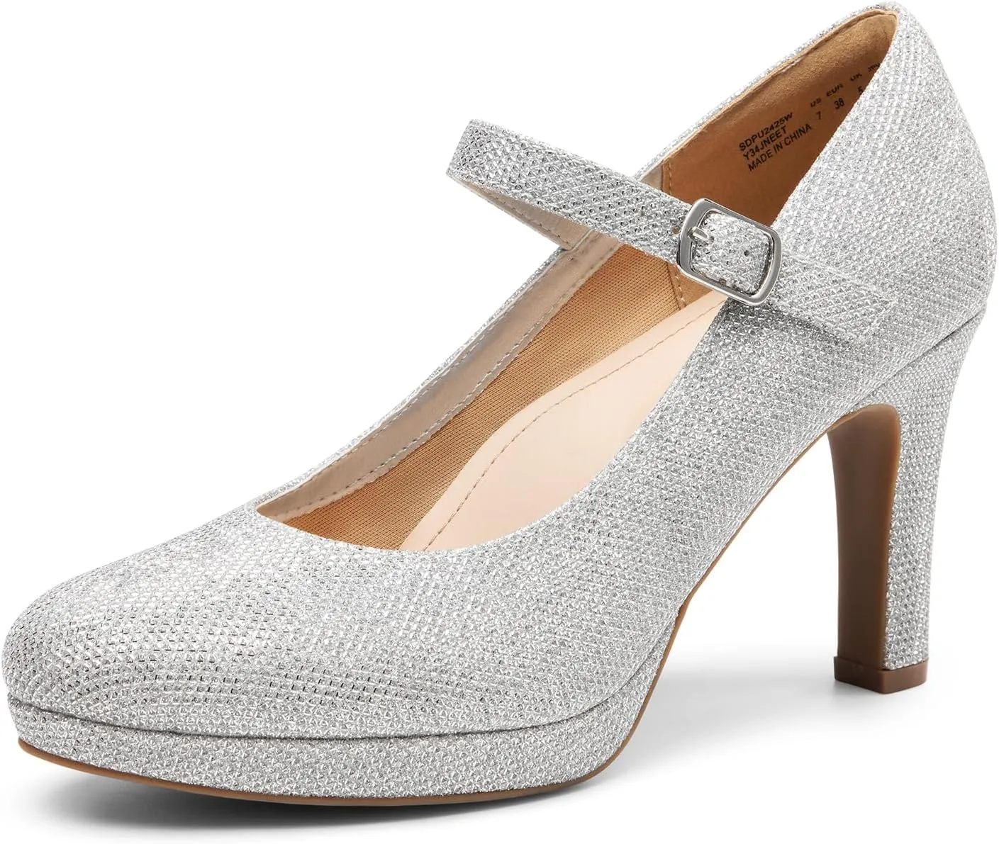 DREAM PAIRS Women's Pumps Close Toe Classic High Heels Round Toe Comfortable Low Platform Mary Jane Dress Shoes