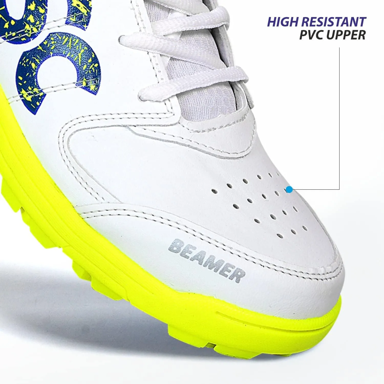 DSC Unisex Cricket Shoes Cricketschuhe, Größe 42, Beamer-Fluro Gelb-Weiß-8