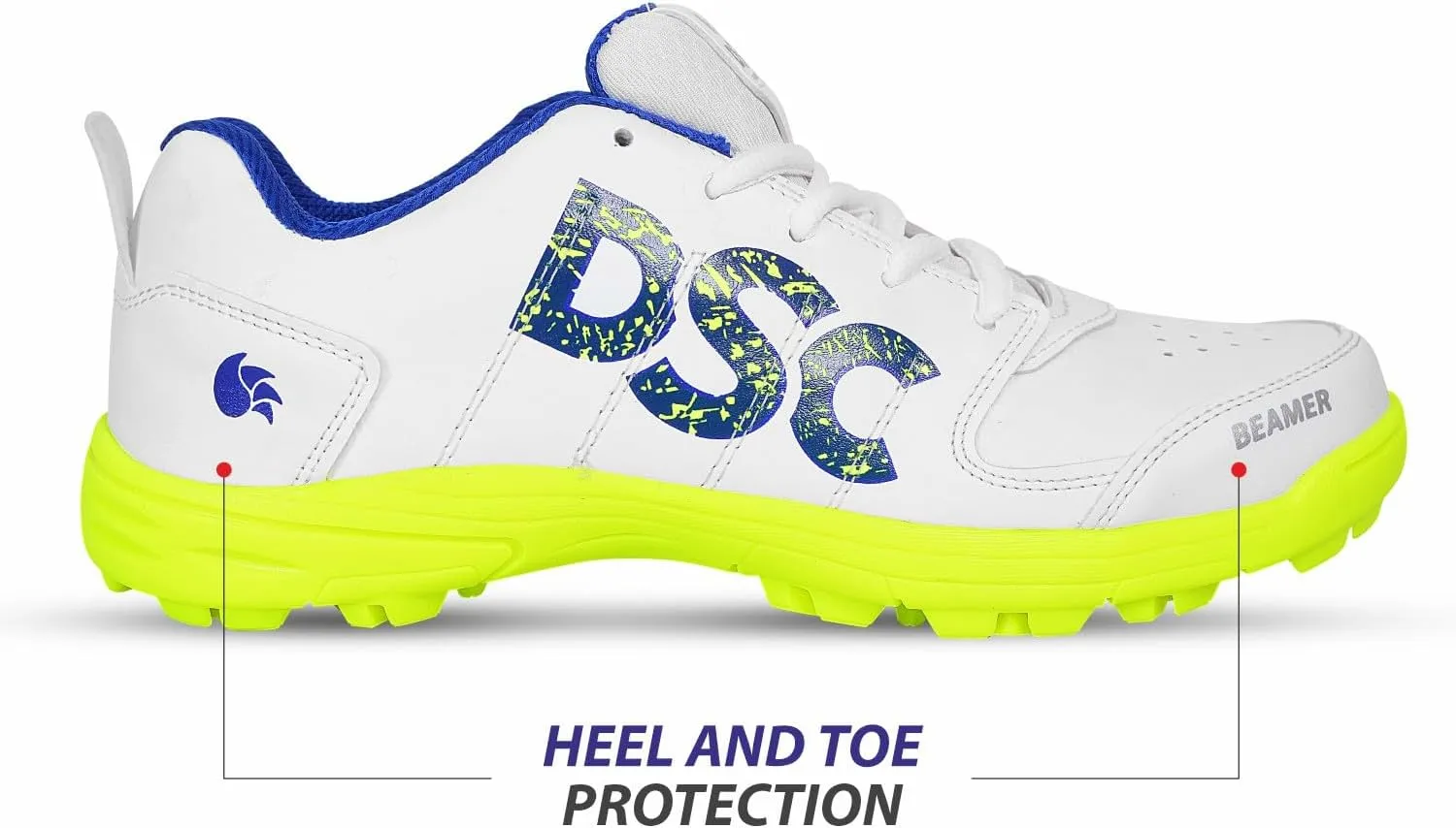 DSC Unisex Cricket Shoes Cricketschuhe, Größe 42, Beamer-Fluro Gelb-Weiß-8