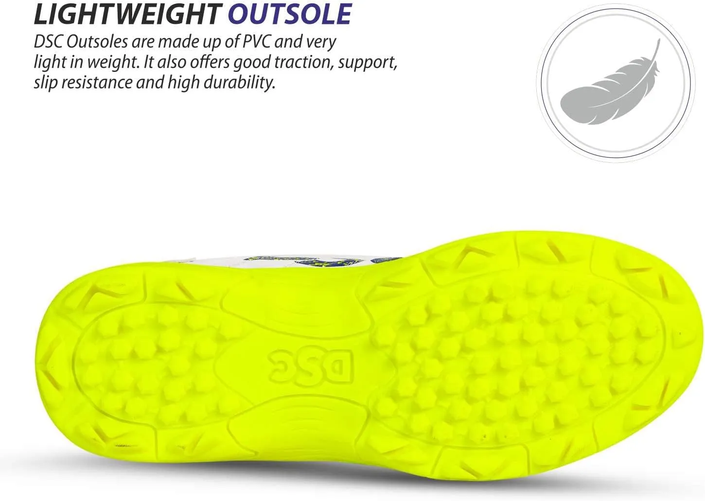 DSC Unisex Cricket Shoes Cricketschuhe, Größe 42, Beamer-Fluro Gelb-Weiß-8