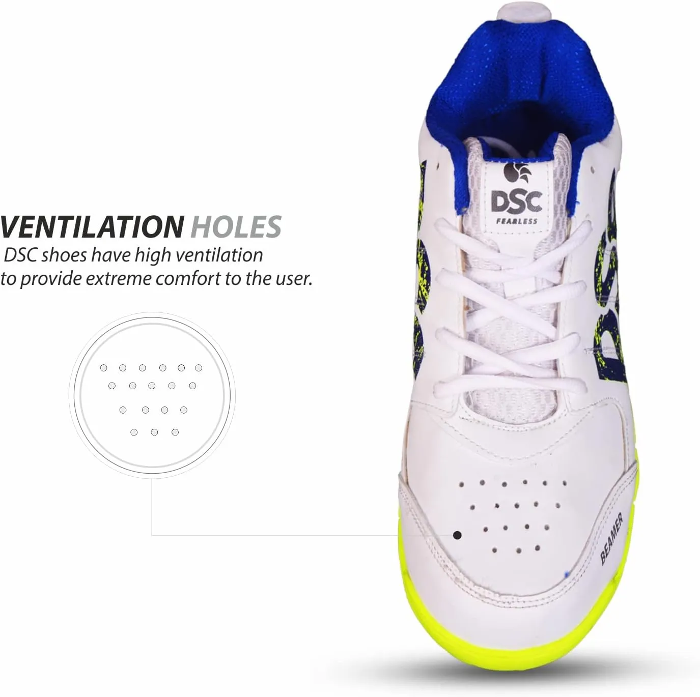 DSC Unisex Cricket Shoes Cricketschuhe, Größe 42, Beamer-Fluro Gelb-Weiß-8