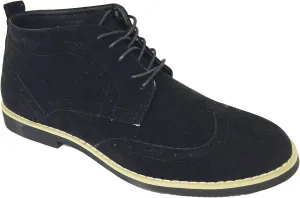 DT3A Men's Ankle Oxfords Boots Wingtip Classic Brogue Lace Up Suede Leather Lined Chukka Casual Shoes