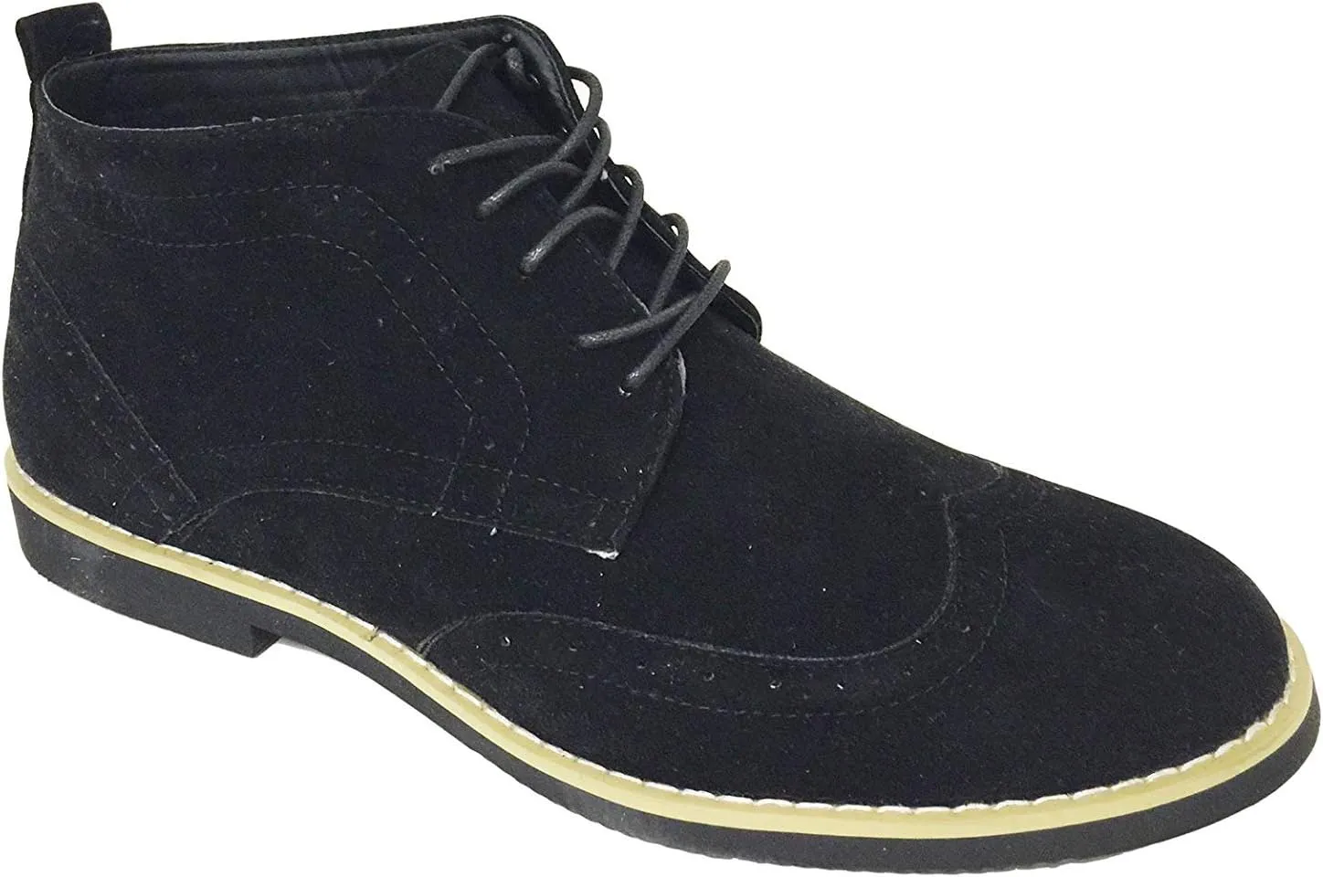 DT3A Men's Ankle Oxfords Boots Wingtip Classic Brogue Lace Up Suede Leather Lined Chukka Casual Shoes