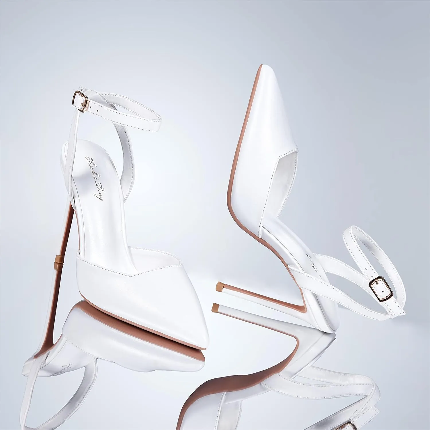Elisabet Tang High Heels, Women's Strappy Closed Toe Stiletto Pumps Ankle Strap Pointed Toe D'Orsay Heel Dress Wedding Party Pumps Shoes
