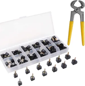 eMingo 24 Pairs High Heels Tips Replacement Shoes Repair Caps with 6 Inch Stiletto Remove Pliers, 6 Size,8,/9/10/11/12/12.5mm,U-Shape, Black