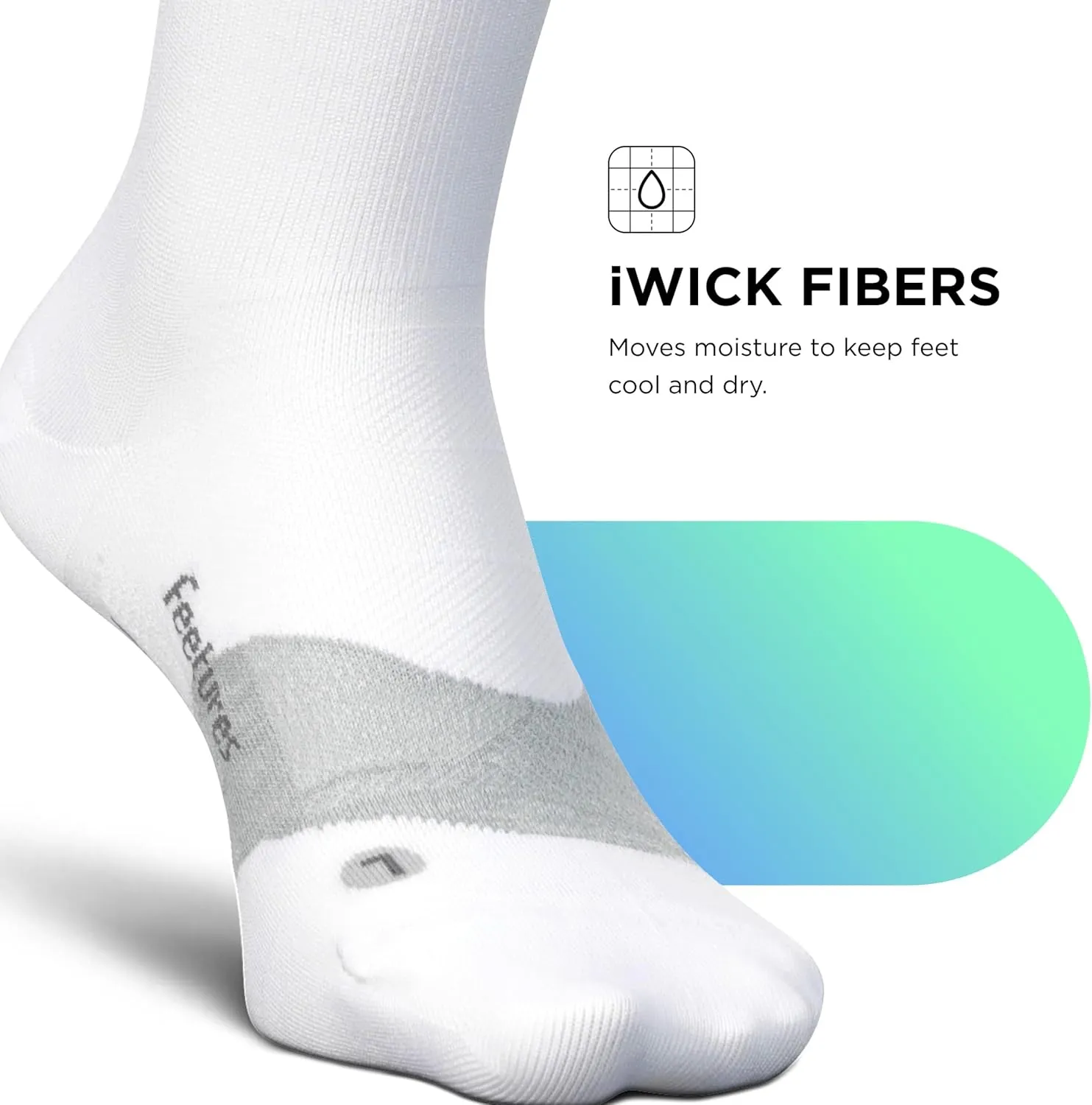 Feetures Elite Ultra Light Cushion Mini Crew Sock - Sport Sock with Targeted Compression - (1 Pair)