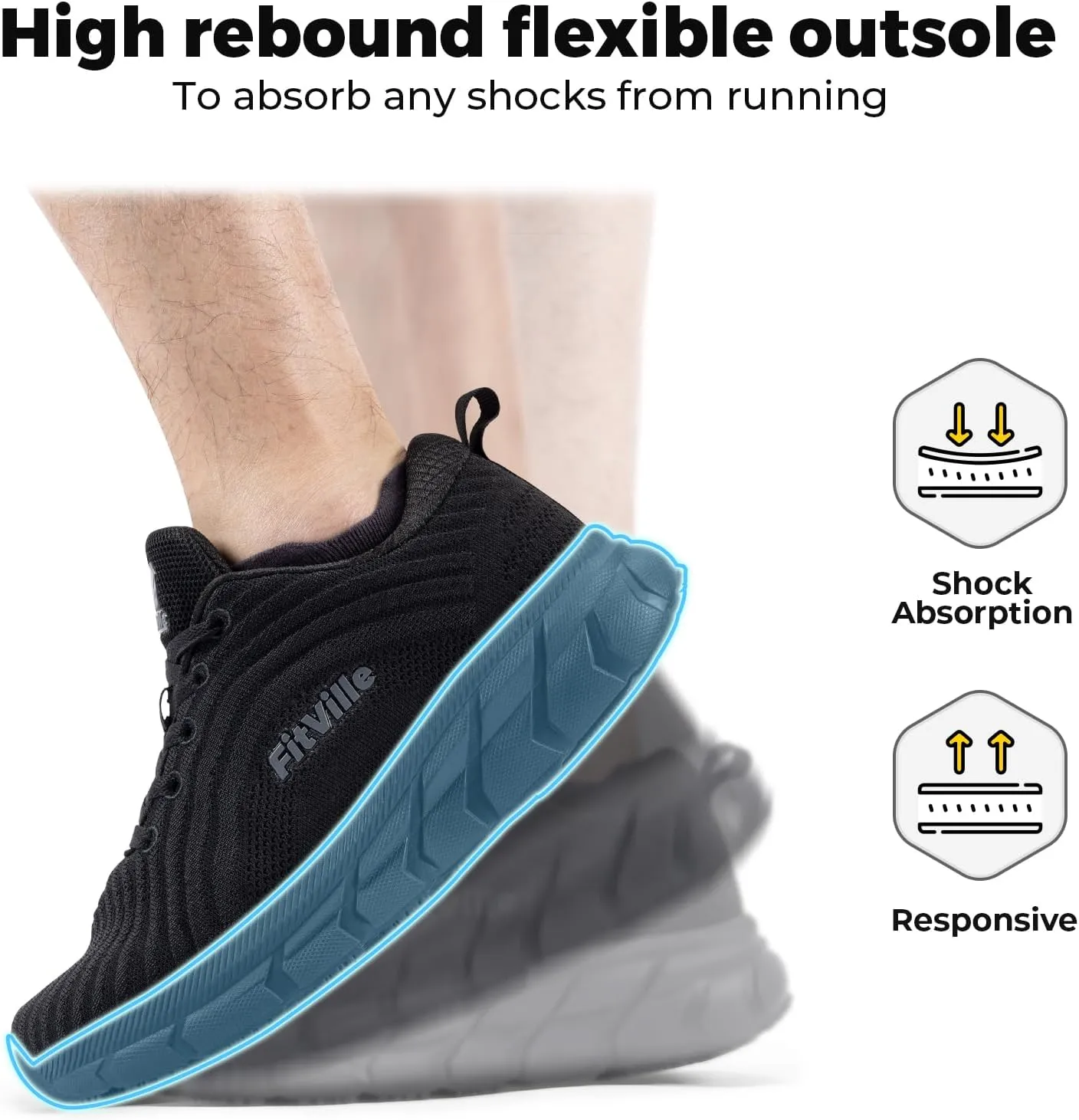 FitVille Wide Toe Box Shoes for Men Cushioned Well Running Walking Shoes for Men Wide for Swollen Feet Comfortable Lightweight