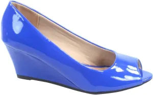 Forever Link Women's Patent Round Toe Wedge Pumps