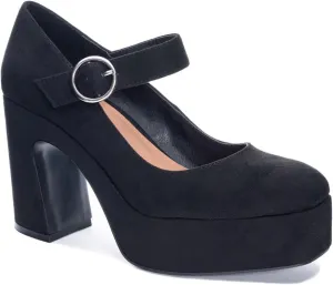 FOWT Classic Platform Mary Jane Shoes for Women Ankle Buckle Strap Pumps Solid Color High Chunky Heels Goth Lolita Punk Oxfords Faux Suede Upper Square Toe Gradient Color Girls Female Size 4-16 US
