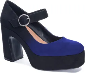 FOWT Classic Platform Mary Jane Shoes for Women Ankle Buckle Strap Pumps Solid Color High Chunky Heels Goth Lolita Punk Oxfords Faux Suede Upper Square Toe Gradient Color Girls Female Size 4-16 US