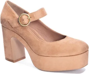 FOWT Classic Platform Mary Jane Shoes for Women Ankle Buckle Strap Pumps Solid Color High Chunky Heels Goth Lolita Punk Oxfords Faux Suede Upper Square Toe Gradient Color Girls Female Size 4-16 US