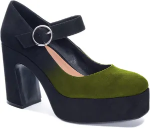 FOWT Classic Platform Mary Jane Shoes for Women Ankle Buckle Strap Pumps Solid Color High Chunky Heels Goth Lolita Punk Oxfords Faux Suede Upper Square Toe Gradient Color Girls Female Size 4-16 US